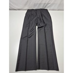 VTG Zanieri Dress Pants Mens 44x36 Gray Wool Check Flat Front Unhemmed Italy